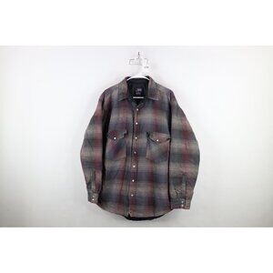 Vintage 90s Five Brother Mens Large Tall Faded Quilted Flannel Shirt Jacket Jac